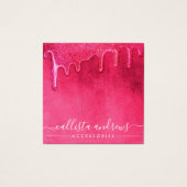 ネオンピンク厚いグリッタードリップスロゴのヘアクリップ (正面)