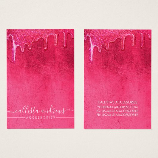 ネオンピンク厚いグリッタードリップネックレスディスプレイ (正面&裏面)