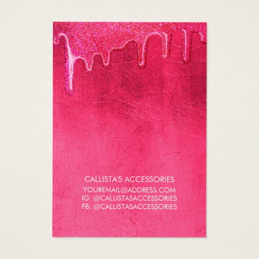 ネオンピンク厚いグリッタードリップネックレスディスプレイ (裏面)