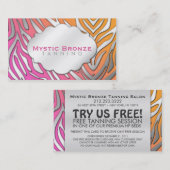 ネオンピンク及びオレンジシマウマビジネスクーポンカード 割引カード (正面/裏面)