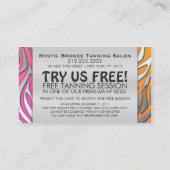 ネオンピンク及びオレンジシマウマビジネスクーポンカード 割引カード (裏面)