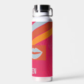 ネオンピンク名門私立校風のストライプの ウォーターボトル (背面)