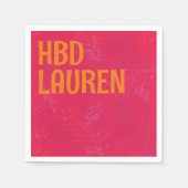 ネオンピンク名門私立校風の誕生日 スタンダードカクテルナプキン (正面)