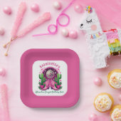 ネオンピンク女性のカーボーイブーツ&ディスコボールバチェロレッテ ペーパープレート (パーティー)