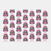 ネオンピンク女性のカーボーイブーツ&ディスコボールバチェロレッテ ラッピングペーパーシート (正面)