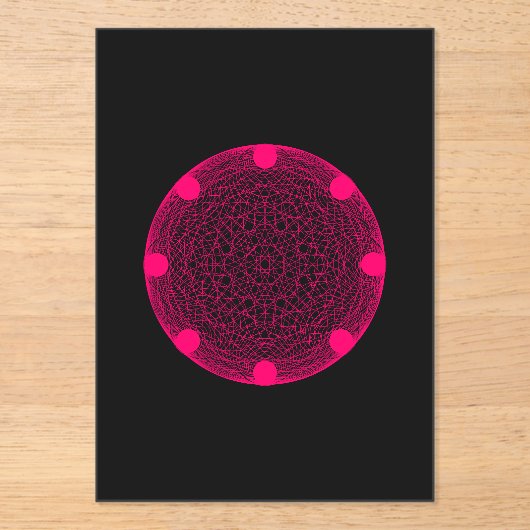 ネオンピンク幾何アクリル招待状 – カスタマイズ可能 アクリル招待状 (正面)