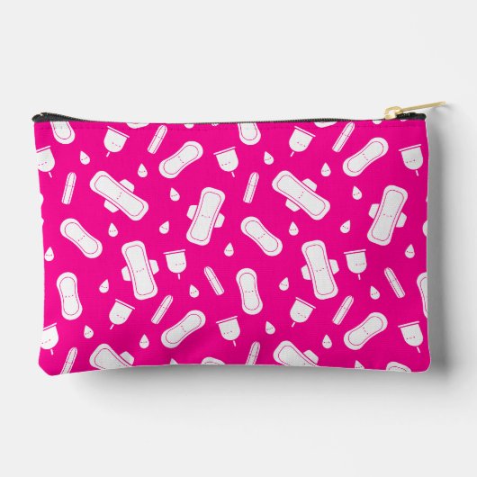 ネオンピンク月経パッドのパターン名最初の期間 アクセサリーポーチ (裏面)