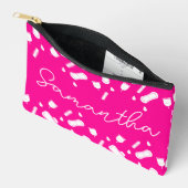 ネオンピンク月経パッドのパターン名最初の期間 アクセサリーポーチ (見開き)