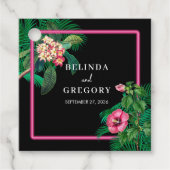 ネオンピンク熱帯レトロボタニカル結婚ズ フェイバータグ (正面)