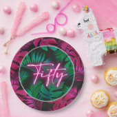 ネオンピンク熱帯50誕生日 ペーパープレート (パーティー)