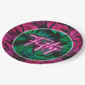 ネオンピンク熱帯50誕生日 ペーパープレート (アングル)