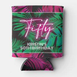 ネオンピンク熱帯50誕生日 缶クーラー