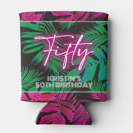 ネオンピンク熱帯50誕生日 缶クーラー (裏面)