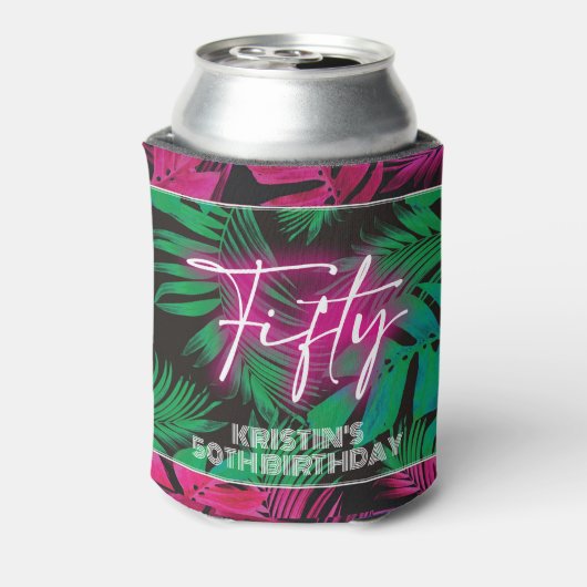 ネオンピンク熱帯50誕生日 缶クーラー (缶裏面)