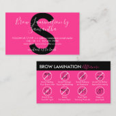 ネオンピンク眉毛ラミネーション アフターケアガイド 名刺 (正面/裏面)