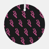 ネオンピンク稲妻:暗い背景。 ガラスオーナメント (裏面)