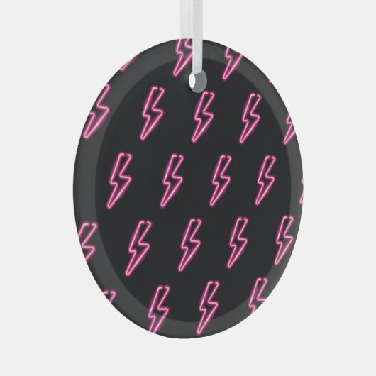 ネオンピンク稲妻:暗い背景。 ガラスオーナメント (正面右)