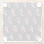 ネオンピンク稲妻：暗い背景。 ガラスコースター (裏面)