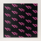 ネオンピンク稲妻：暗い背景。 ジグソーパズル (横)