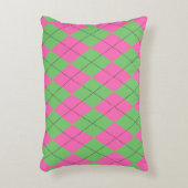 ネオンピンク緑のパタアーガイルーン アクセントクッション (正面(垂直))