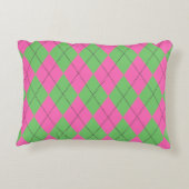 ネオンピンク緑のパタアーガイルーン アクセントクッション (裏面)