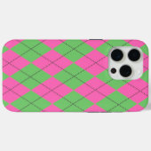 ネオンピンク緑の対角線の幾何学的Y2Kパターン Case-Mate iPhoneケース (裏面 (横))