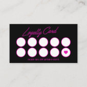 ネオンピンク美しいサロンロイヤリティパンチカード ロイヤリティカード (正面)