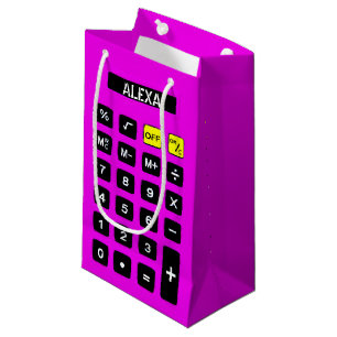 ネオンピンク誕生日計算機 スモールペーパーバッグ