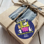 ネオンピンク黄色い輝く可愛い猫たちありがとうございます ラウンドシール