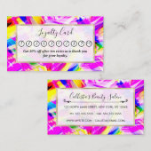 ネオンピンク黄色のブラシストローク爆発アート ロイヤリティカード (正面/裏面)