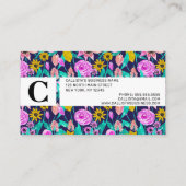 ネオンピンク黄葉フローラ水彩パターン 予約カード (裏面)