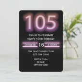 ネオンピンク105th誕生日パーティーへの招待 招待状 (スタンド正面)