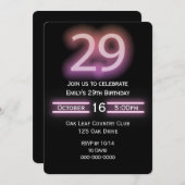 ネオンピンク29th誕生日パーティーへの招待 招待状 (正面/裏面)