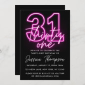 ネオンピンク31番誕生日招待状 招待状 (正面/裏面)