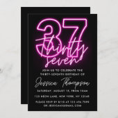 ネオンピンク37誕生日招待状 招待状 (正面/裏面)