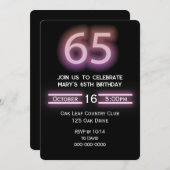 ネオンピンク65th誕生日パーティー 招待状 (正面/裏面)