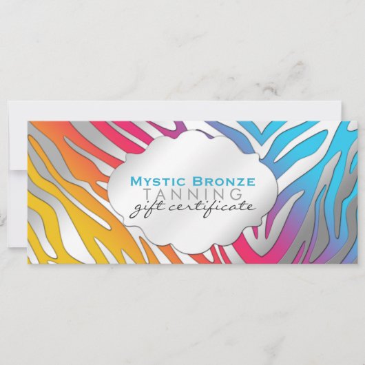 ネオンピンク＆イエローのゼブラ柄ギフト証明書 (正面)