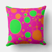 ネオンピンク&グリーンレトロサークルデザイン クッション (裏面)