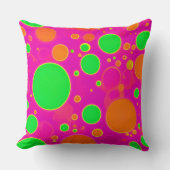 ネオンピンク&グリーンレトロサークルデザイン クッション (正面)