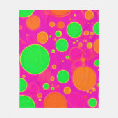 ネオンピンク&グリーンレトロサークルデザイン フリースブランケット (正面)