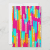 ネオンピンク ティール イエロー ゴールド グリッター ペイント バースデー 招待状 (裏面)