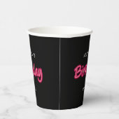 ネオンピンク&ブラックバースデーパーティーガール 紙コップ (右)