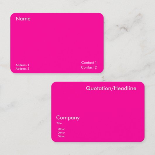 ネオンピンク – ミニマル 名刺 (正面/裏面)
