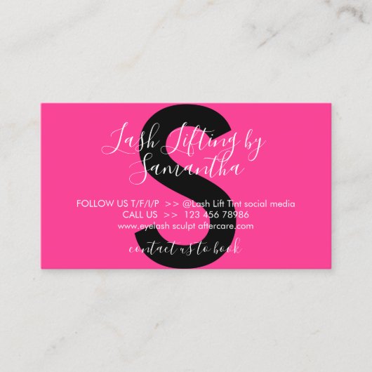 ネオンピンク ラッシュリフト ティント アフターケア手順 名刺 (正面)