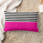 ネオンピンク(白黒ストライプ) ランバークッション (ブランケット)