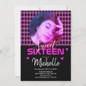 ネオンピンクSweet sixteenフォトグリッド 招待状 (正面)