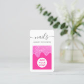 ネオンピンモダンクのグリッターがピンクの爪、 ネイルの台本 名刺 (スタンド正面)