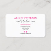 ネオンピンモダンクのグリッターがピンクの爪、 ネイルの台本 名刺 (裏面)