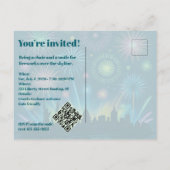 ネオンファイヤーワークス招待 ・ 1776–2026 祝祭 ポストカード (裏面)