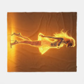 ネオンファッションの輝きを持つ日に照らされた体女性 フリースブランケット (正面(横))